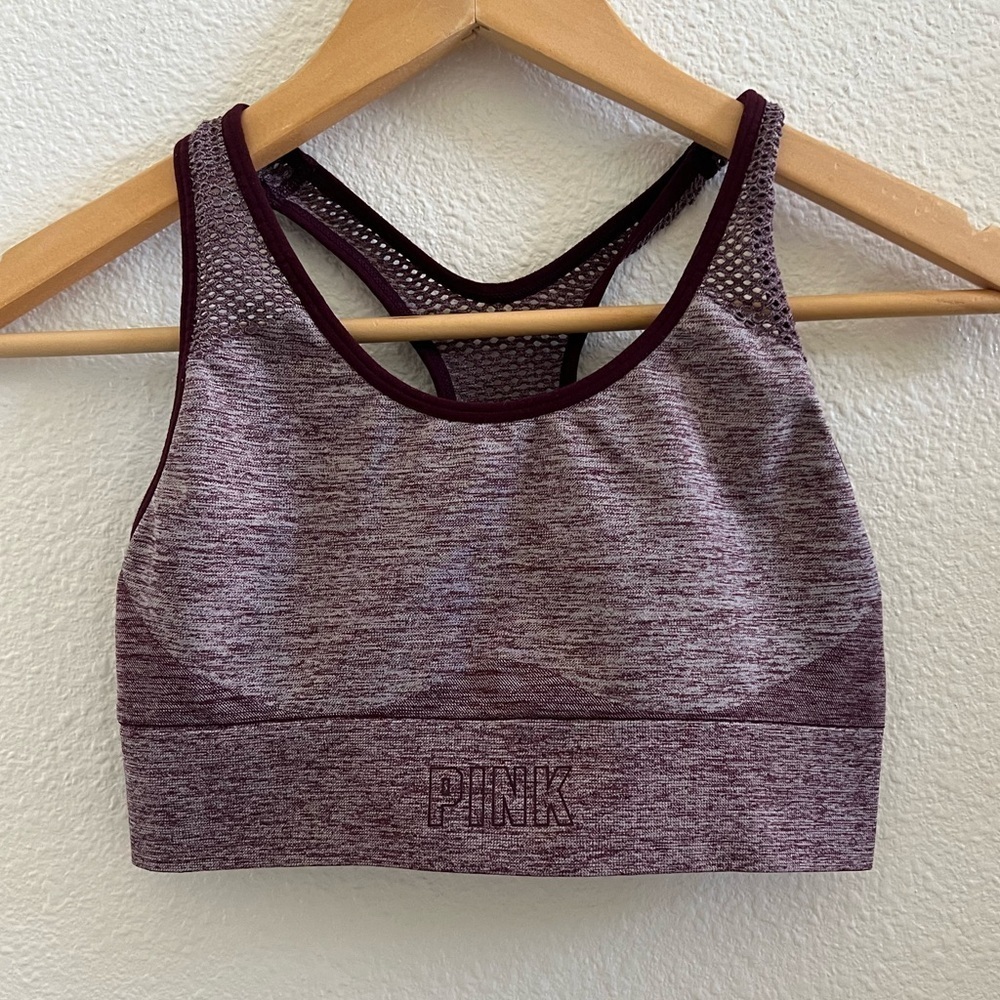 Victorias Secret PINK Womens Small Maroon Heathered Lounge Yoga Comfy Sports Bra